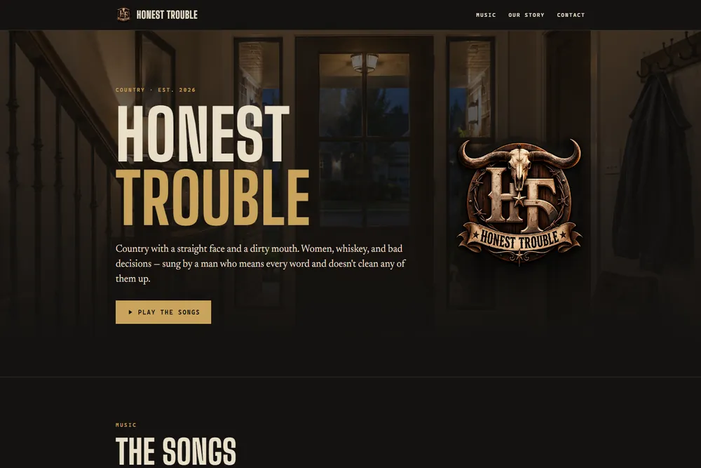 Honest Trouble country band website homepage